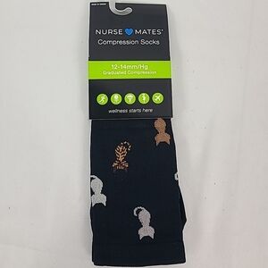 NWT Nurse Mates Compression Socks CAT TAILS Black sz 9-11